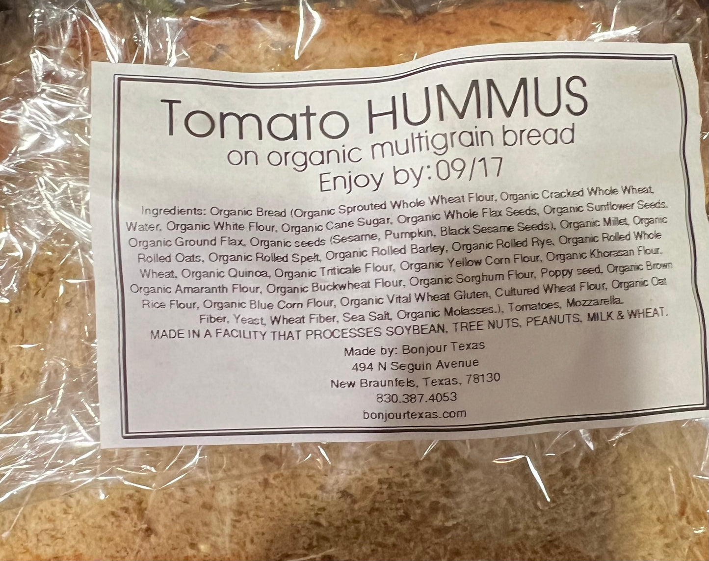 Tomato Hummus Sandwich