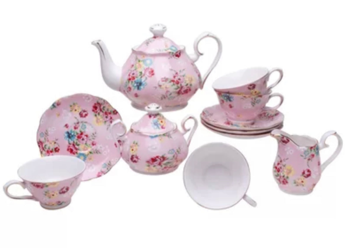 Steel Wood Shabby Rose Set